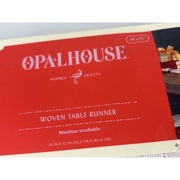 Opal House Woven Table Runner Cream Gold Metallic Sparkle Bohemian Tassels NEW - Picture 6 of 16